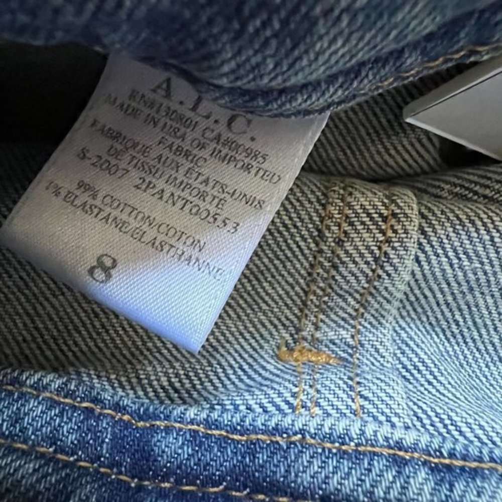 A.L.C. Luke High-Rise Denim Jeans Women Blue 8 Belted Waist NWT - Picture 8 of 10